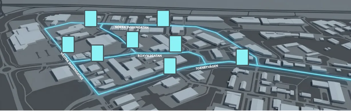 Karta över eurosizeskyltar i Tornby handelsområde, Linköping